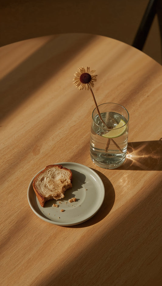"mindful morning breakfast slow living trees and leaves"