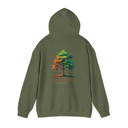 Military Green | Trees Protect US Hoodie, back view 2