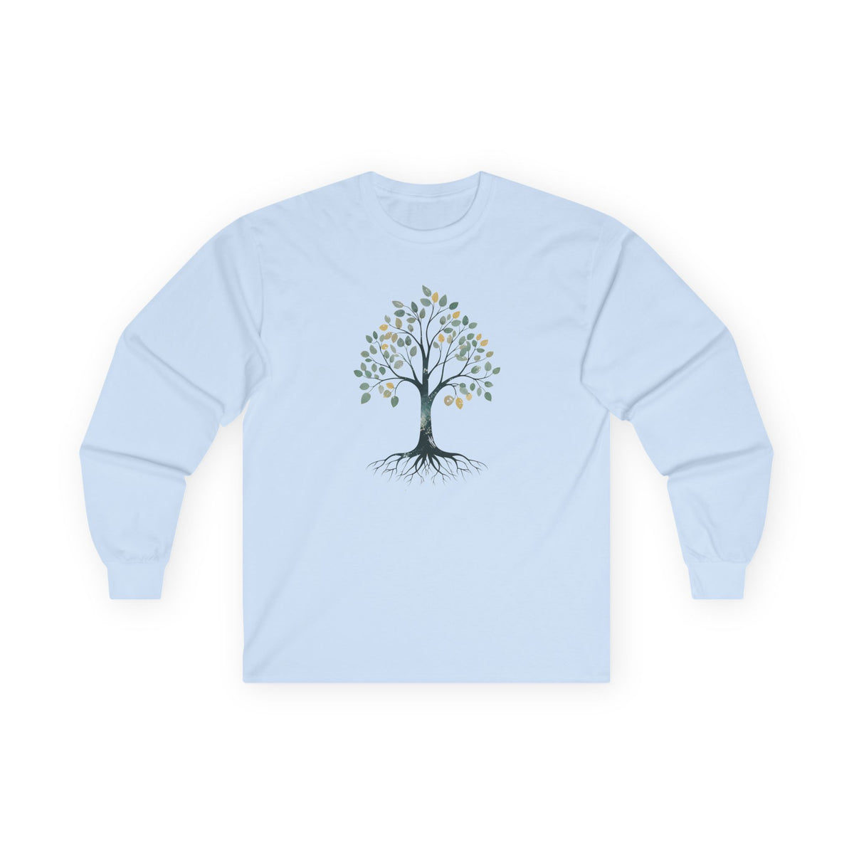 Light Blue | The Story Tree Long Sleeve Tee, front view