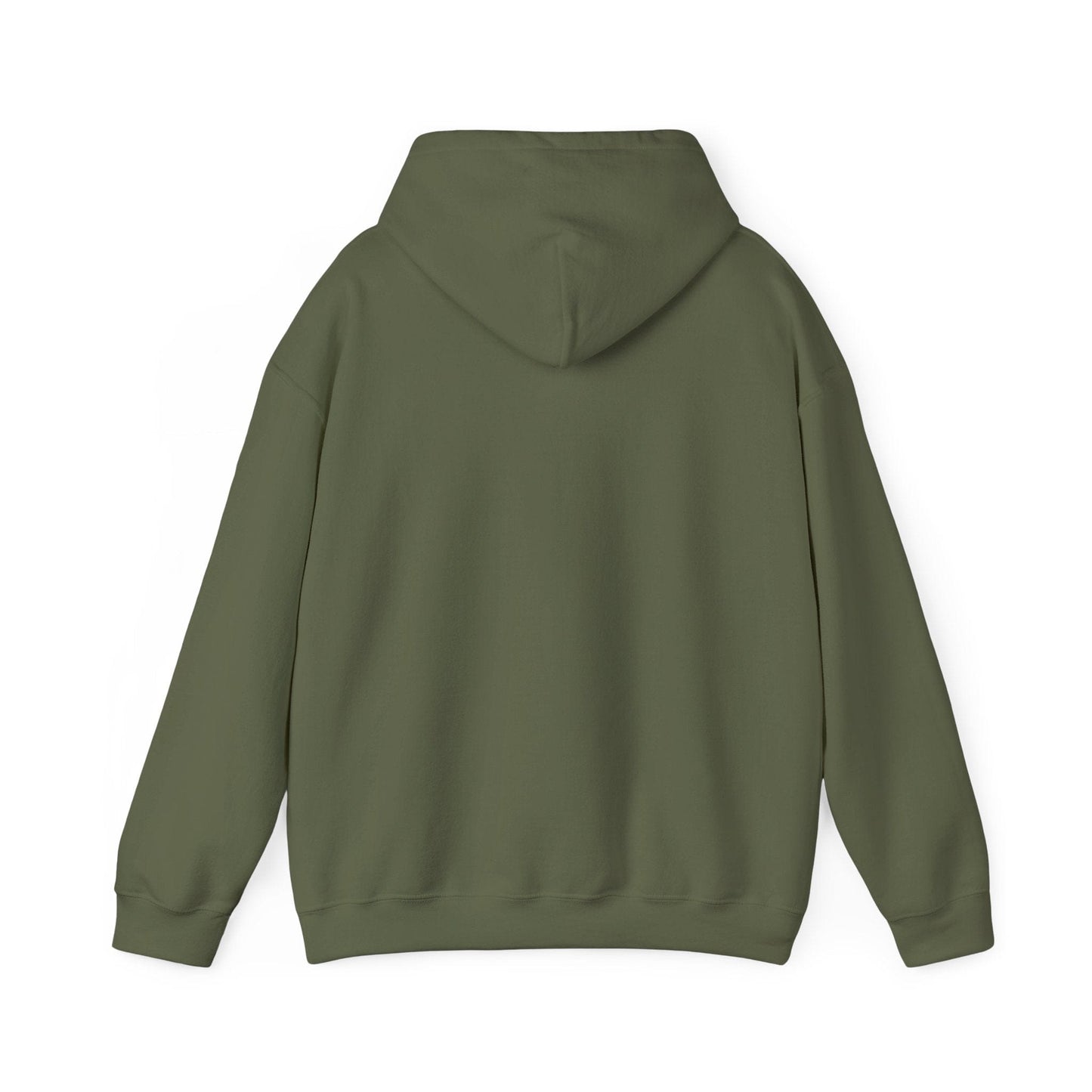 Military Green | Small front logo Hoodie, back design view