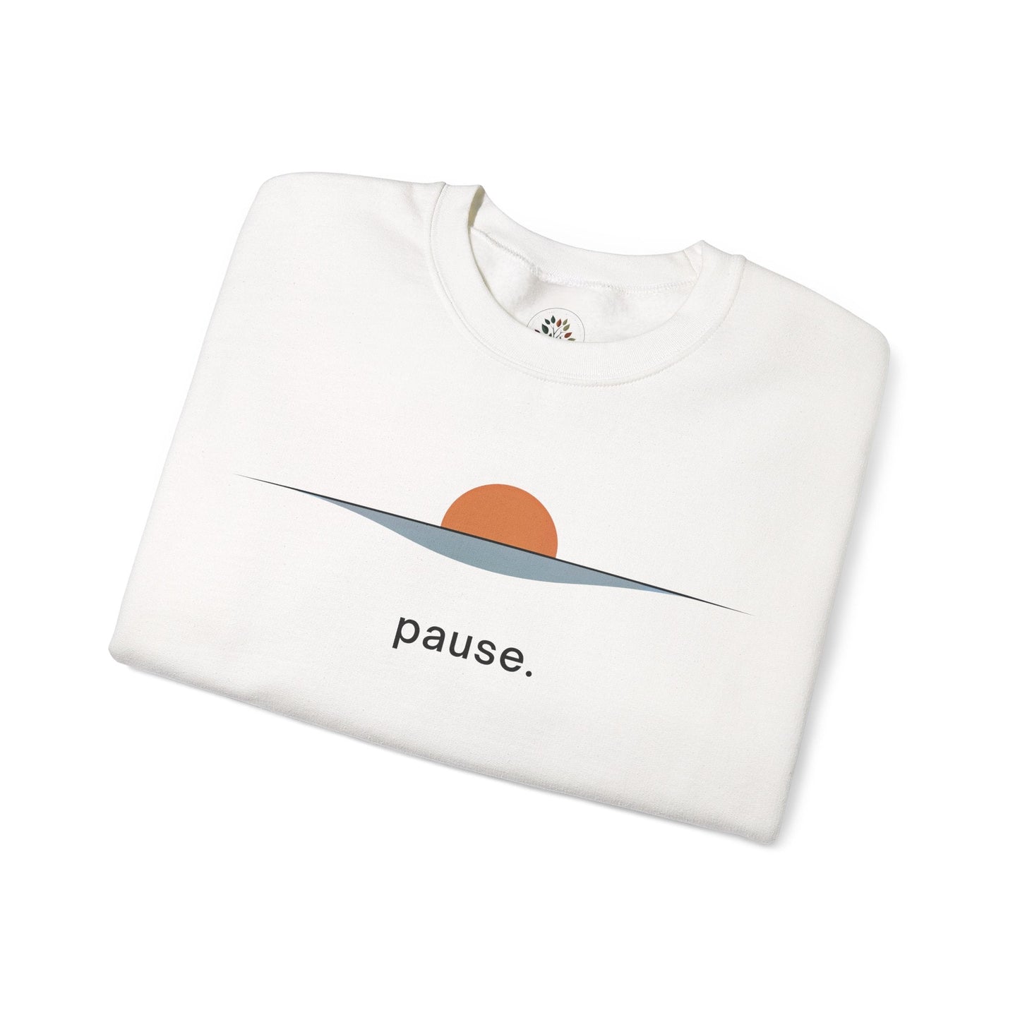 White | Pause Sweatshirt, folded view