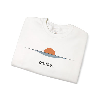 White | Pause Sweatshirt, folded view