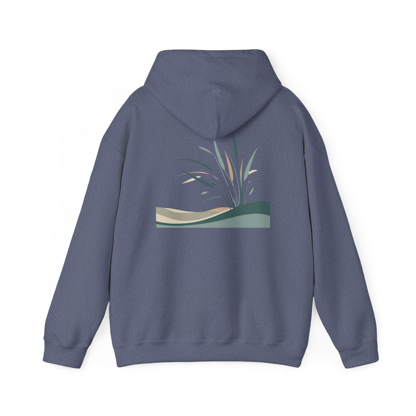 Heather Navy | Whispers in the Breeze Hoodie, back design view