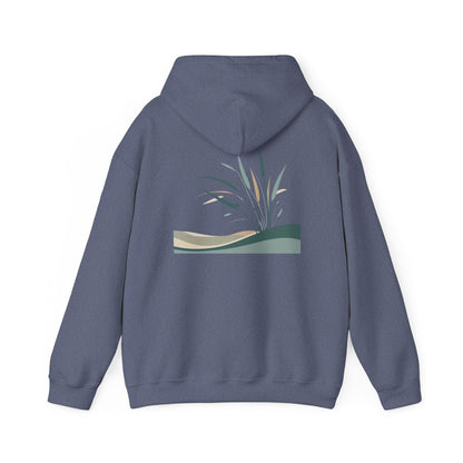 Heather Navy | Whispers in the Breeze Hoodie, back design view