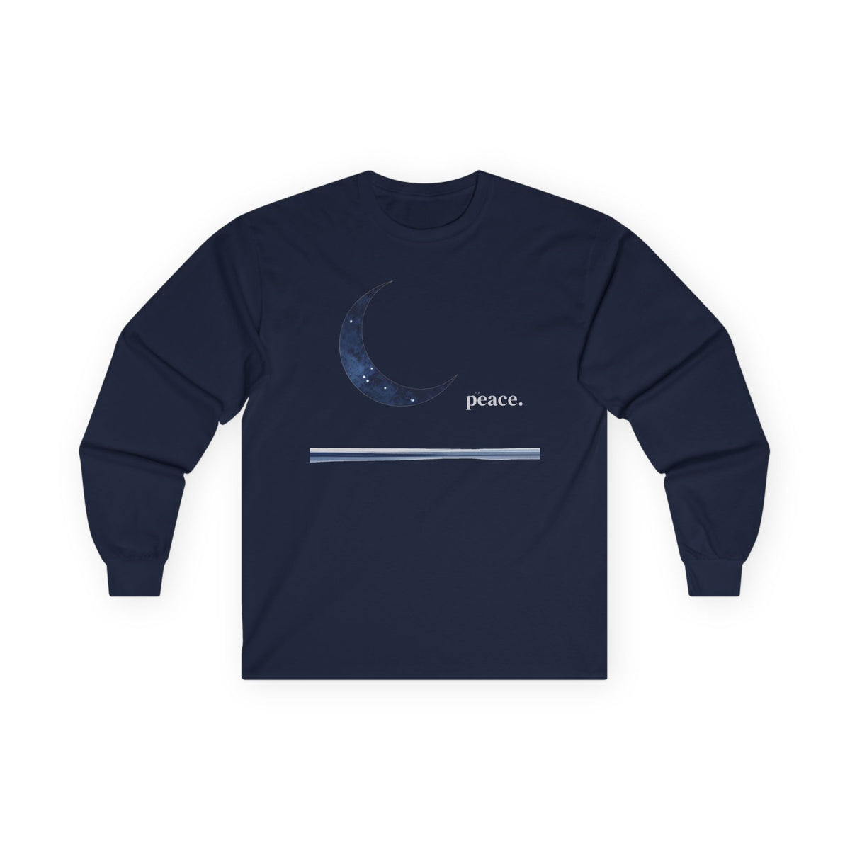 Navy | Moonlit Peace Long Sleeve Tee, front view