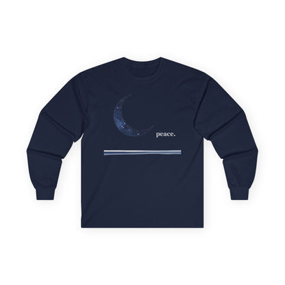 Navy | Moonlit Peace Long Sleeve Tee, front view