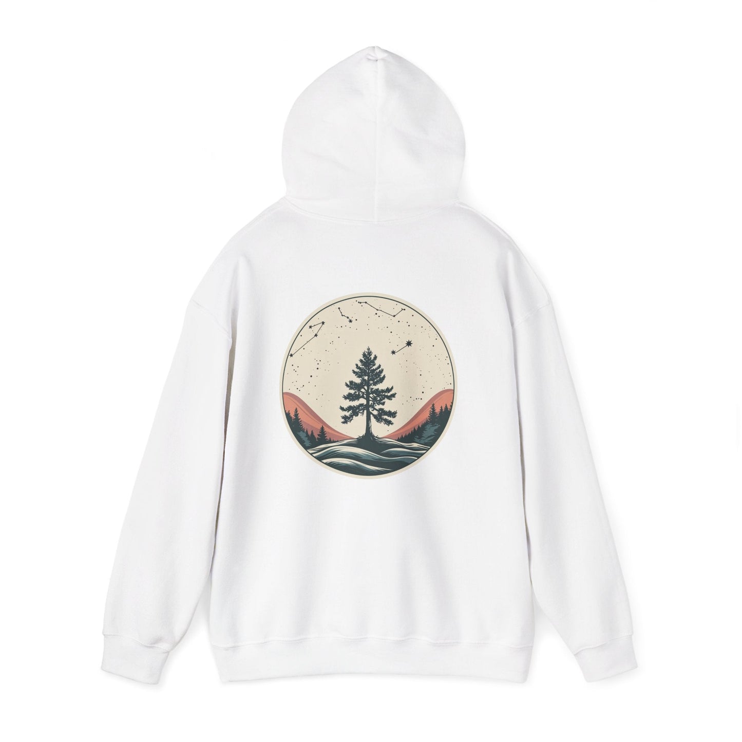 White | Rooted in Stars Hoodie, back view 2
