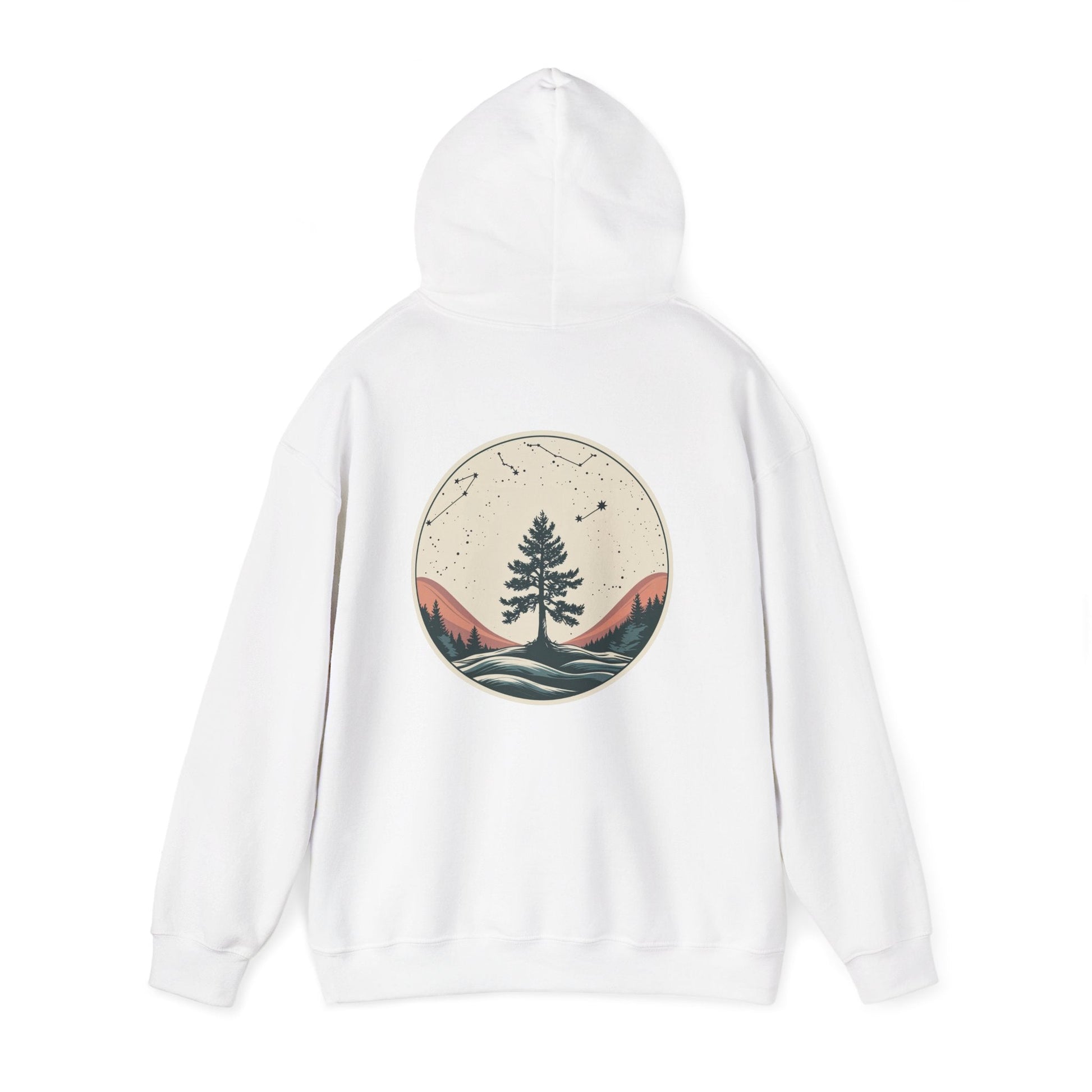 White | Rooted in Stars Hoodie, back view 2