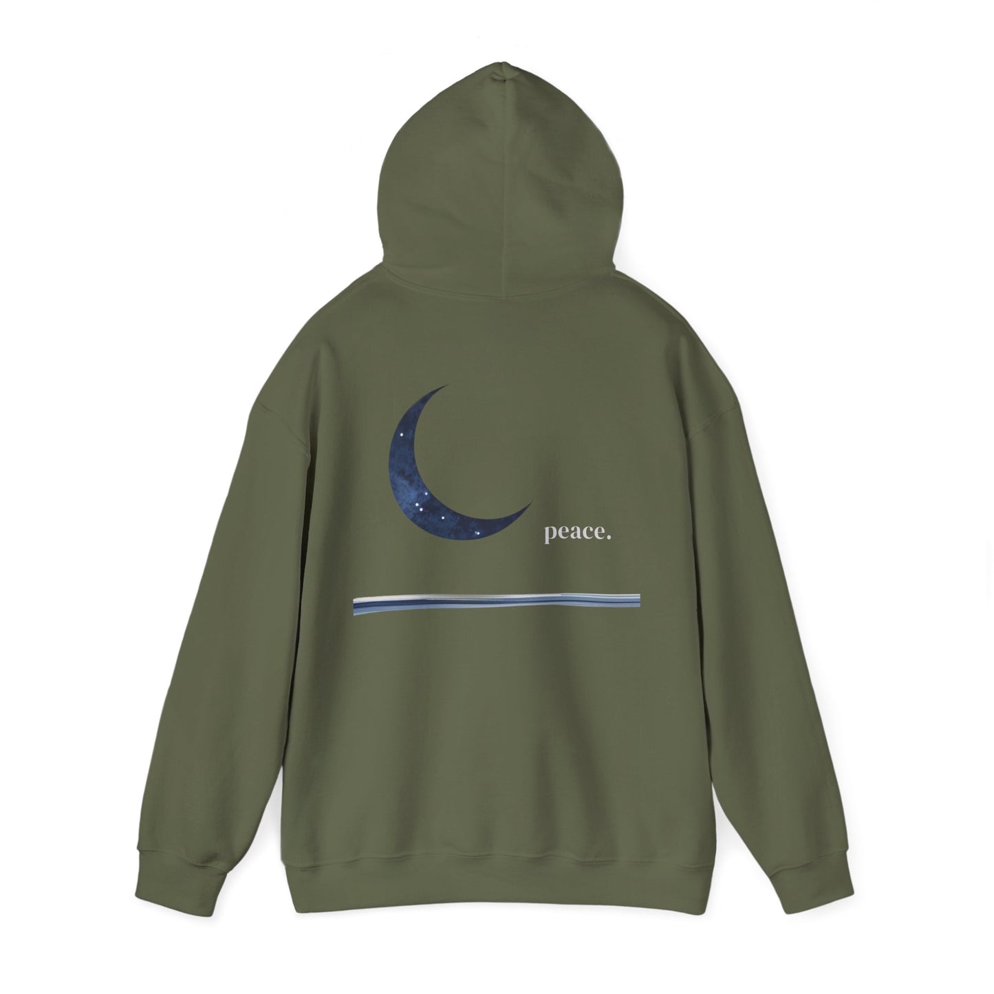 Military Green | Moonlit Peace Hoodie, back view 2