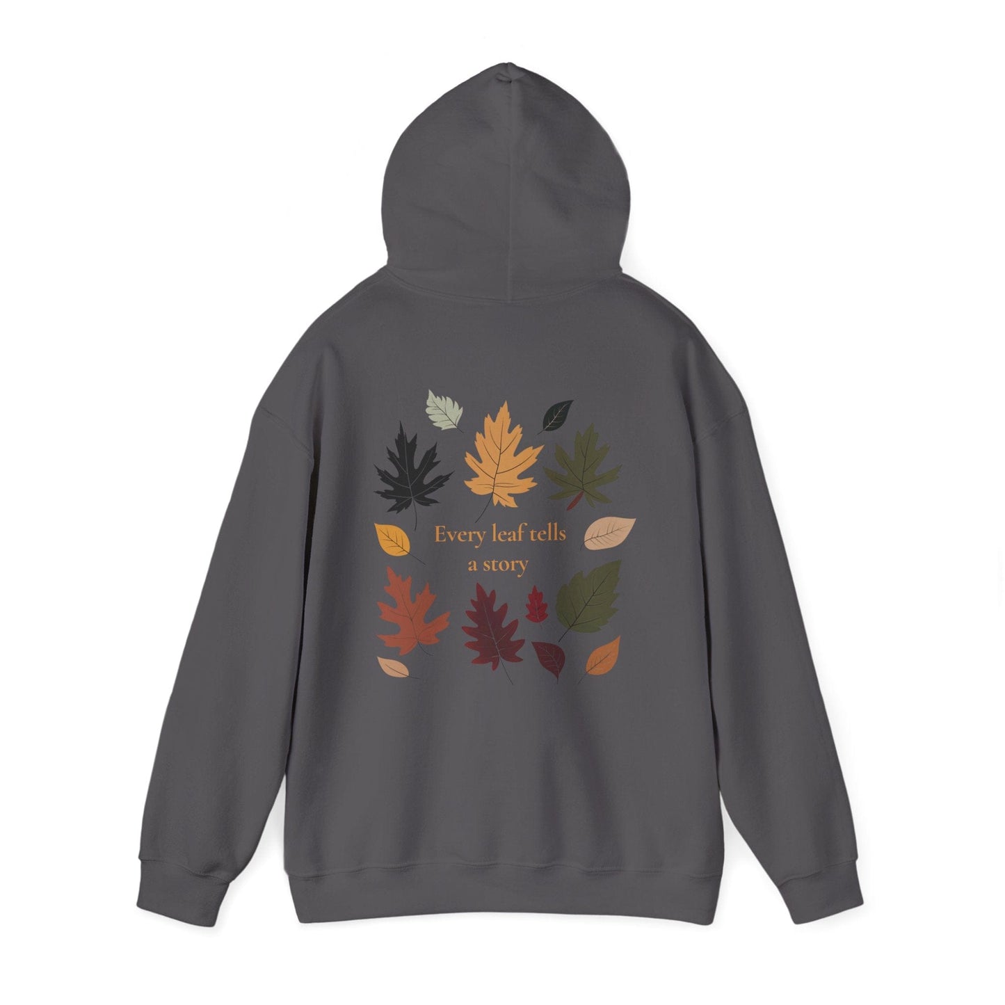 Charcoal | Every Leaf tells a STORY Hoodie, back view 2