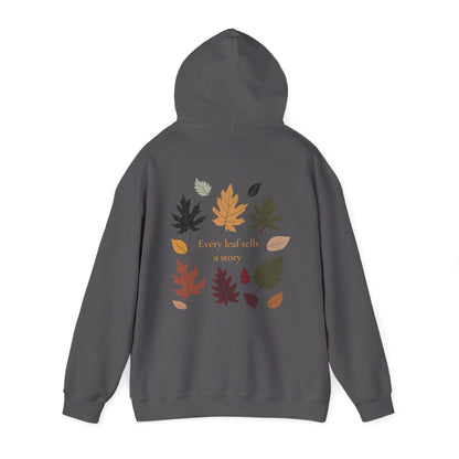 Charcoal | Every Leaf tells a STORY Hoodie, back view 2