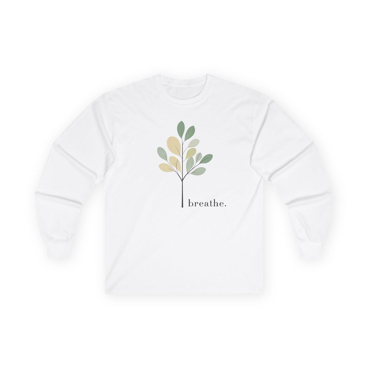 White | Breathe Long Sleeve Tee, front view
