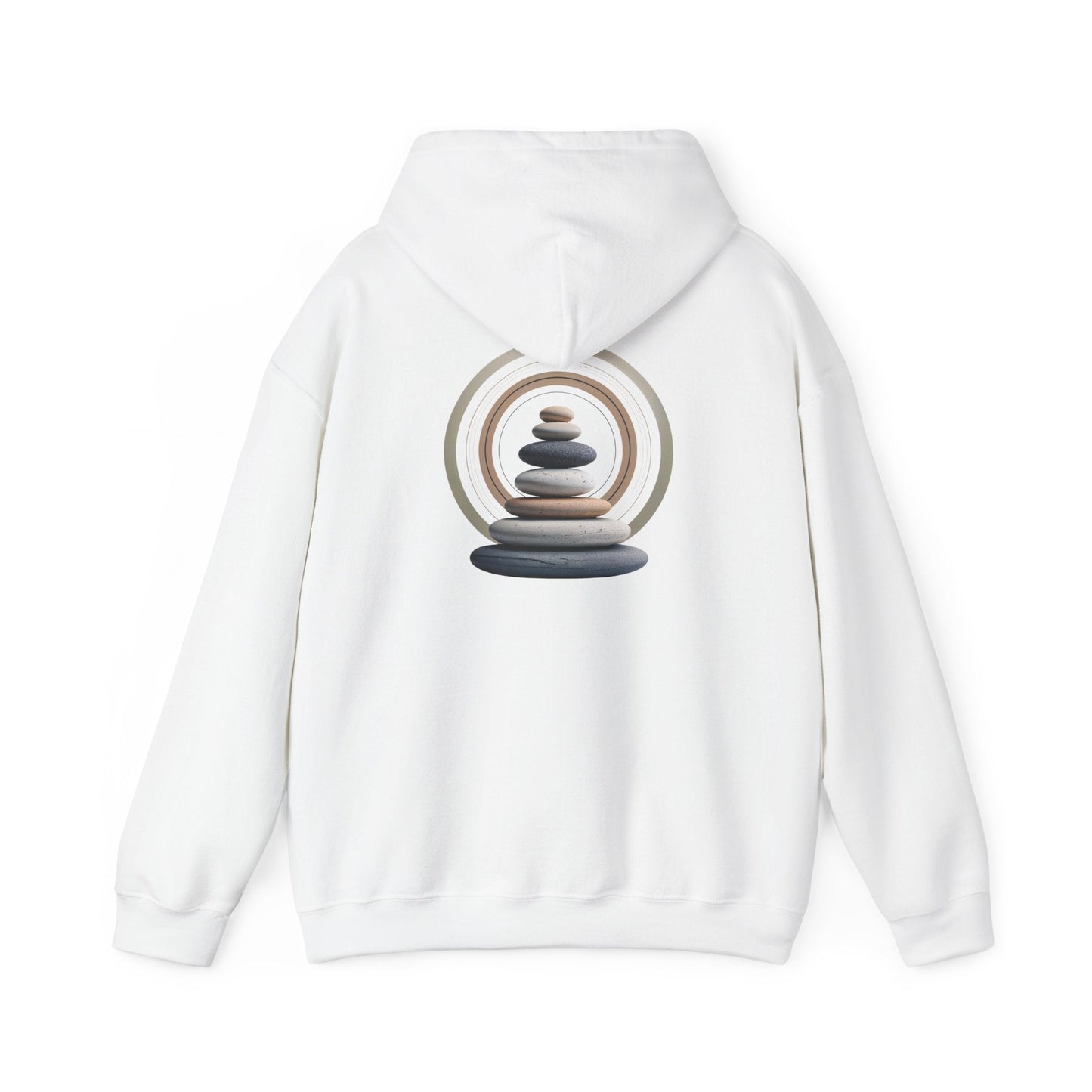 White | Echoes of Calm Hoodie, back design view
