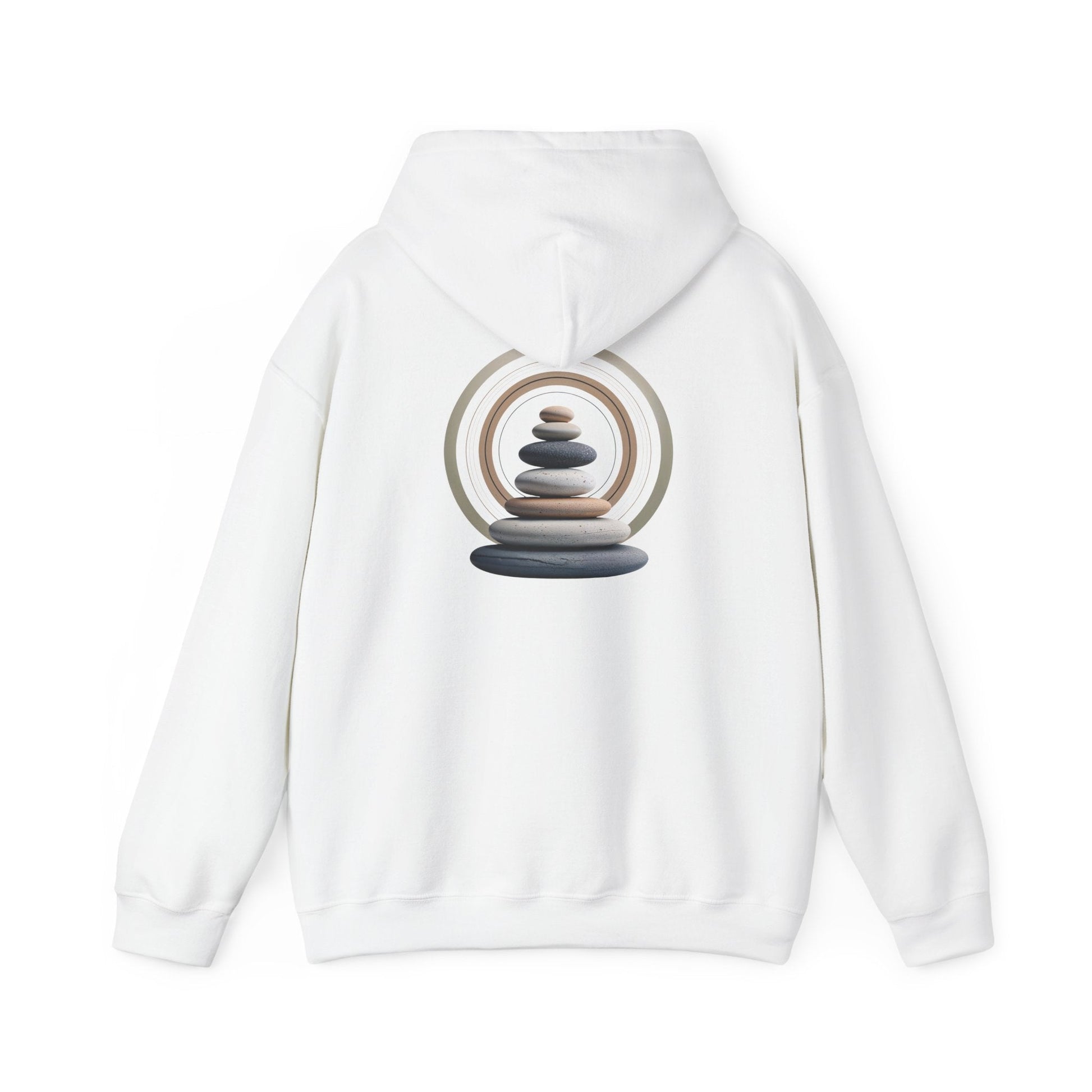 White | Echoes of Calm Hoodie, back design view