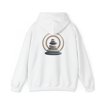White | Echoes of Calm Hoodie, back design view