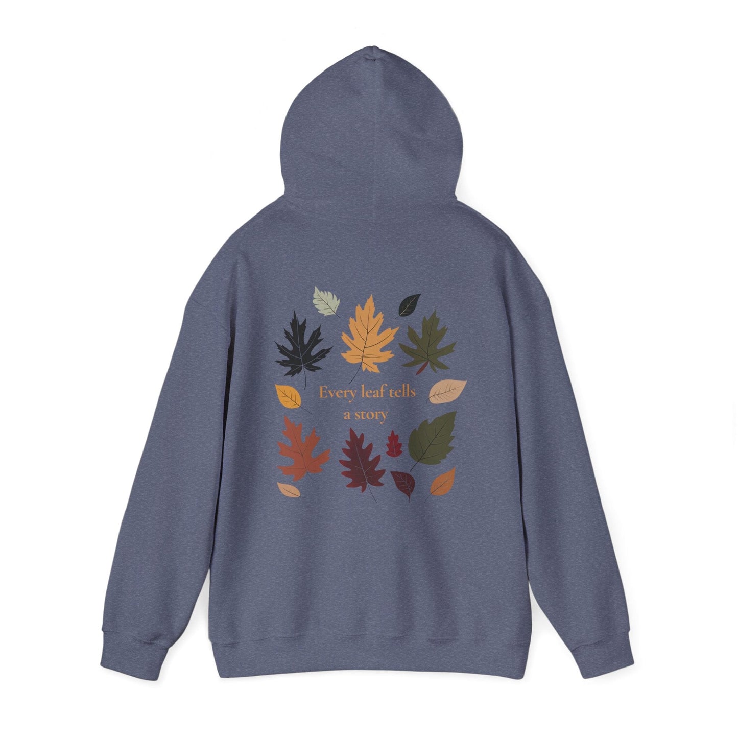 Heather Navy | Every Leaf tells a STORY Hoodie, back view 2