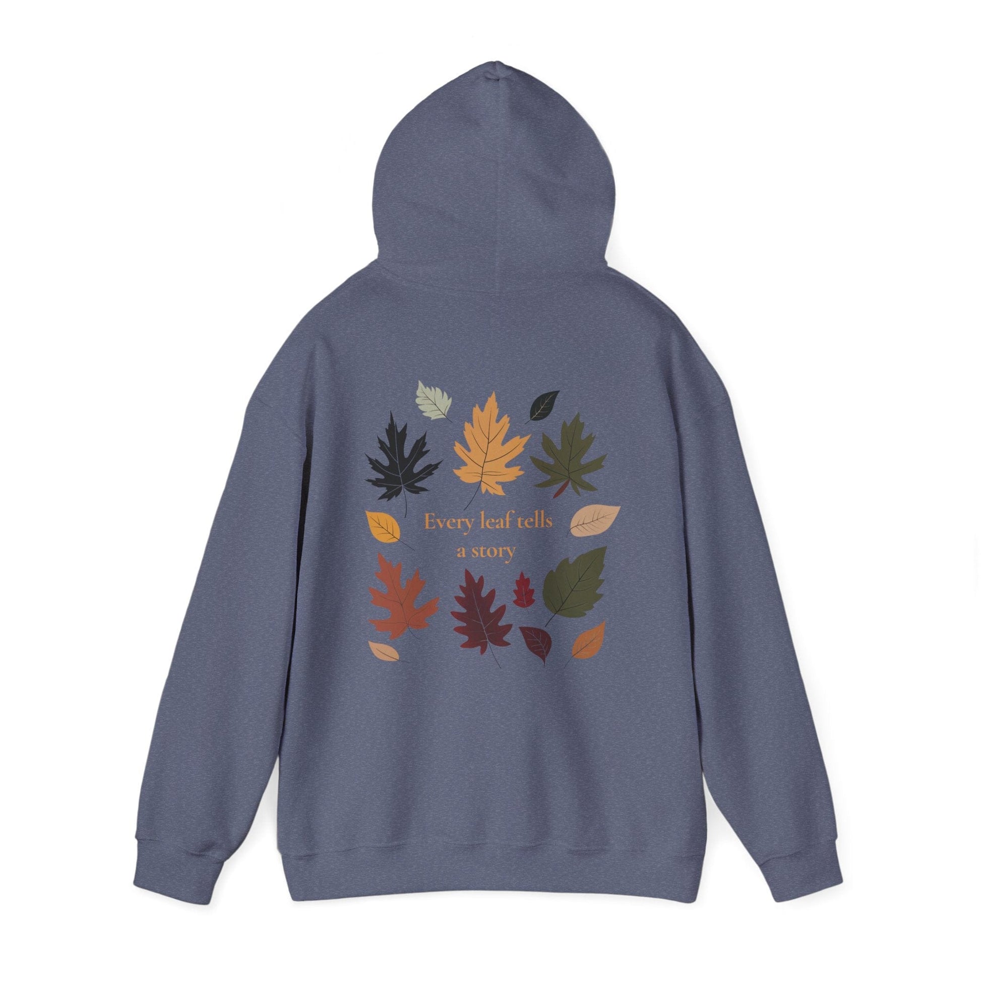 Heather Navy | Every Leaf tells a STORY Hoodie, back view 2