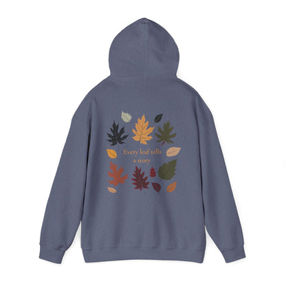 Heather Navy | Every Leaf tells a STORY Hoodie, back view 2