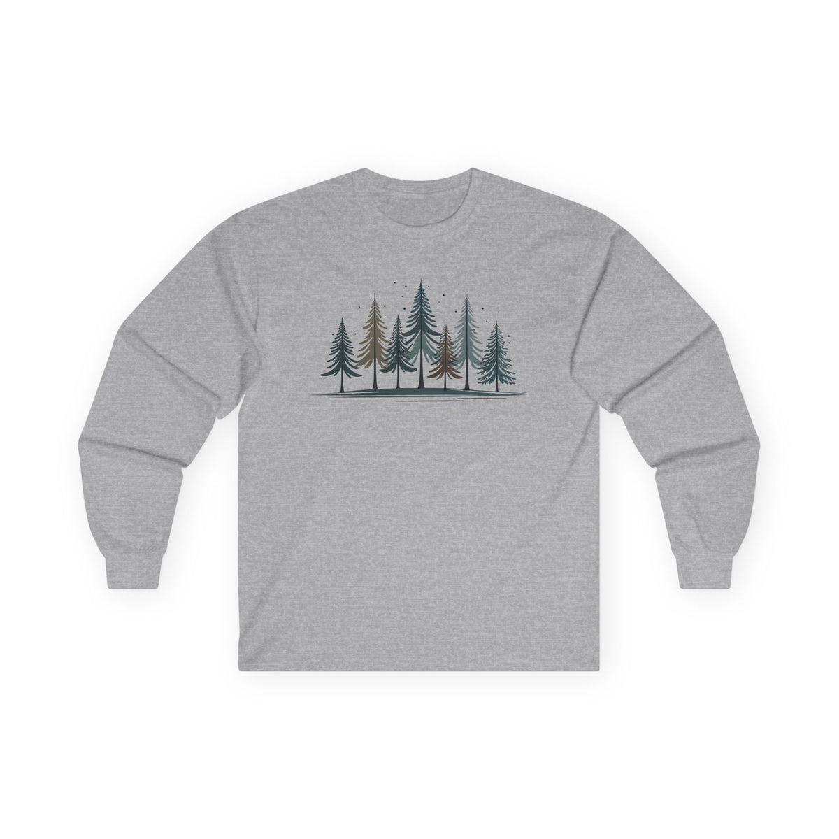 Sport Grey | Silent Pines Long Sleeve Tee, front view