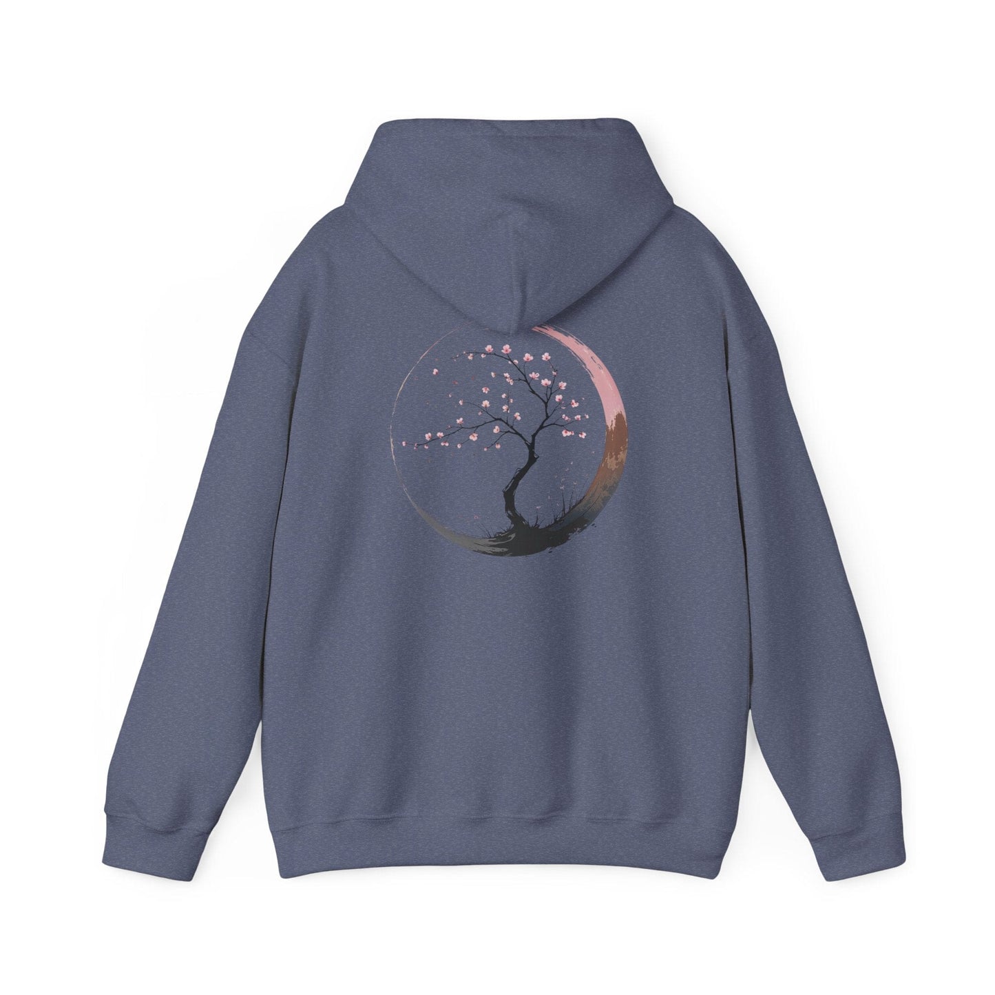 Heather Navy | Sakura Silence Hoodie, back design view