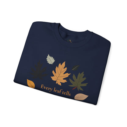 Navy | Every Leaf tells a Story Sweatshirt, folded view
