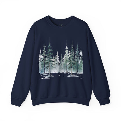Navy | Snowfall Forest Sweatshirt, front view