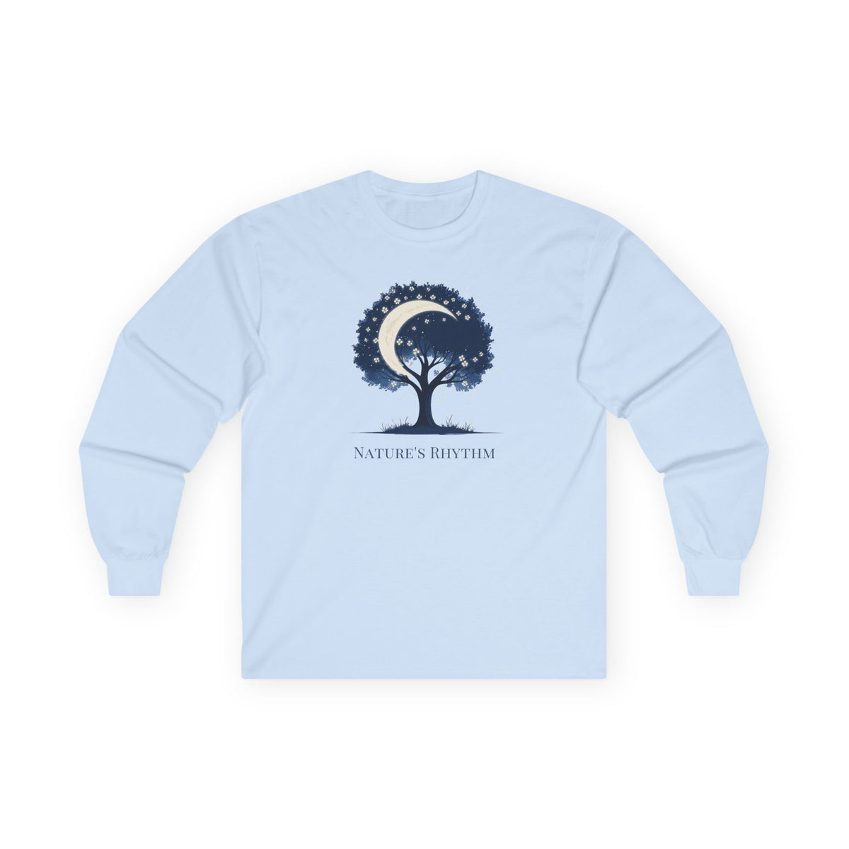 Light Blue | Nature's Rhythm Long Sleeve Tee, front view