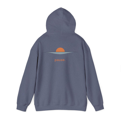 Heather Navy | Pause Hoodie, back view 2