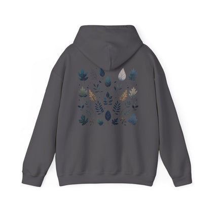 Charcoal | Botanical Harmony Hoodie, back design view