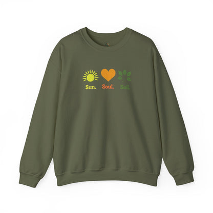 Military Green | Sun. Soul. Soil. Sweatshirt, front view