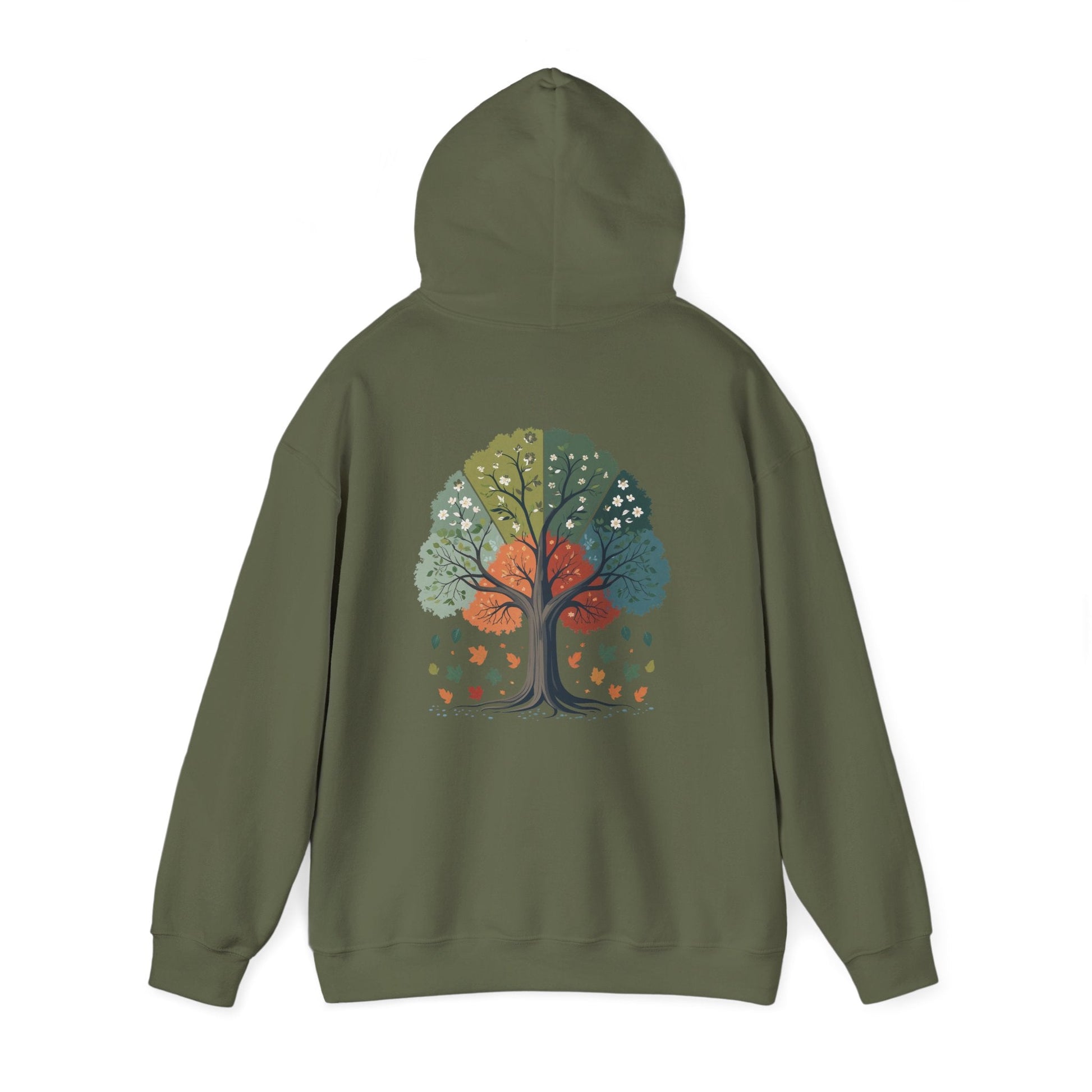 Military Green | Circle of Seasons Hoodie, back view 2