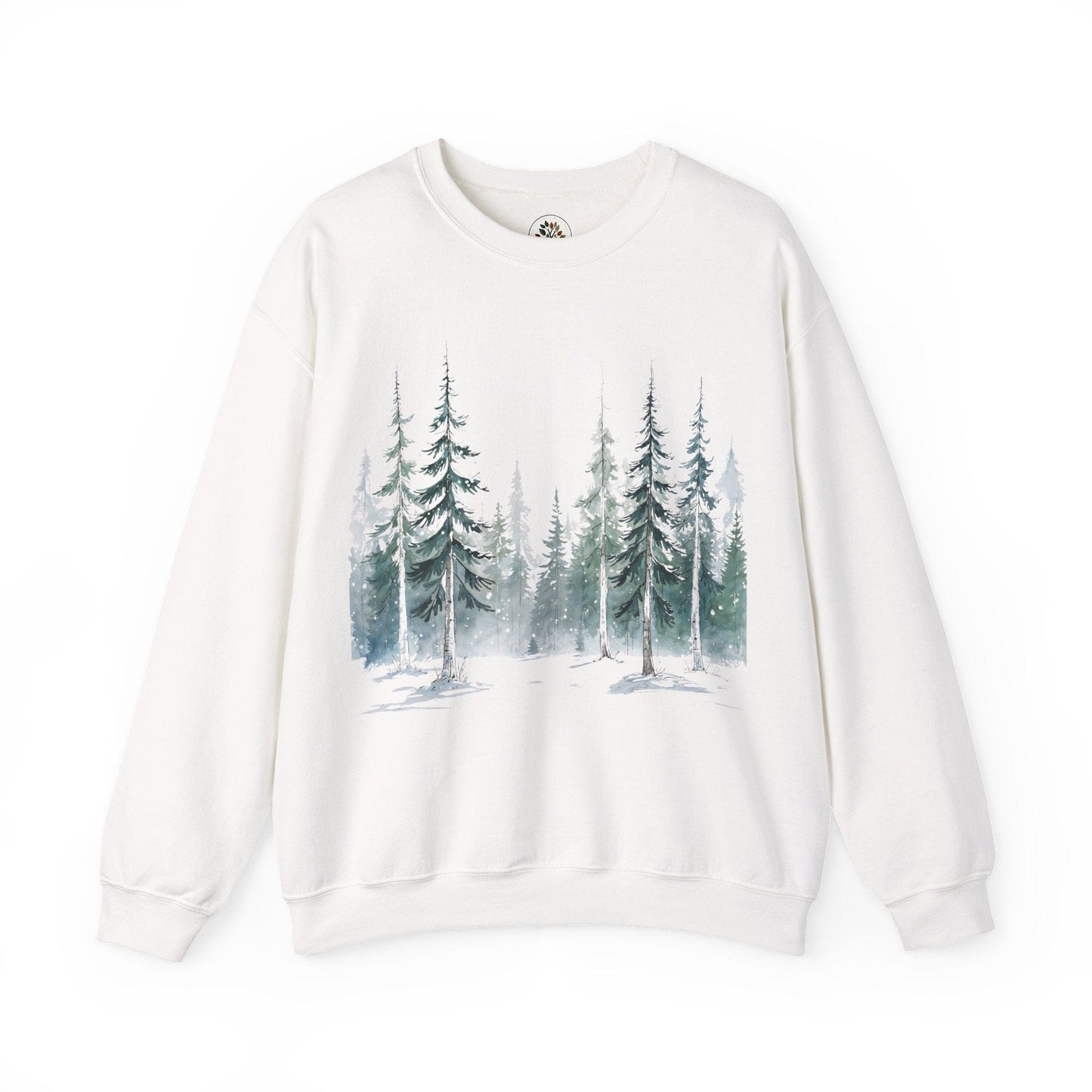 White | Snowfall Forest Sweatshirt, front view