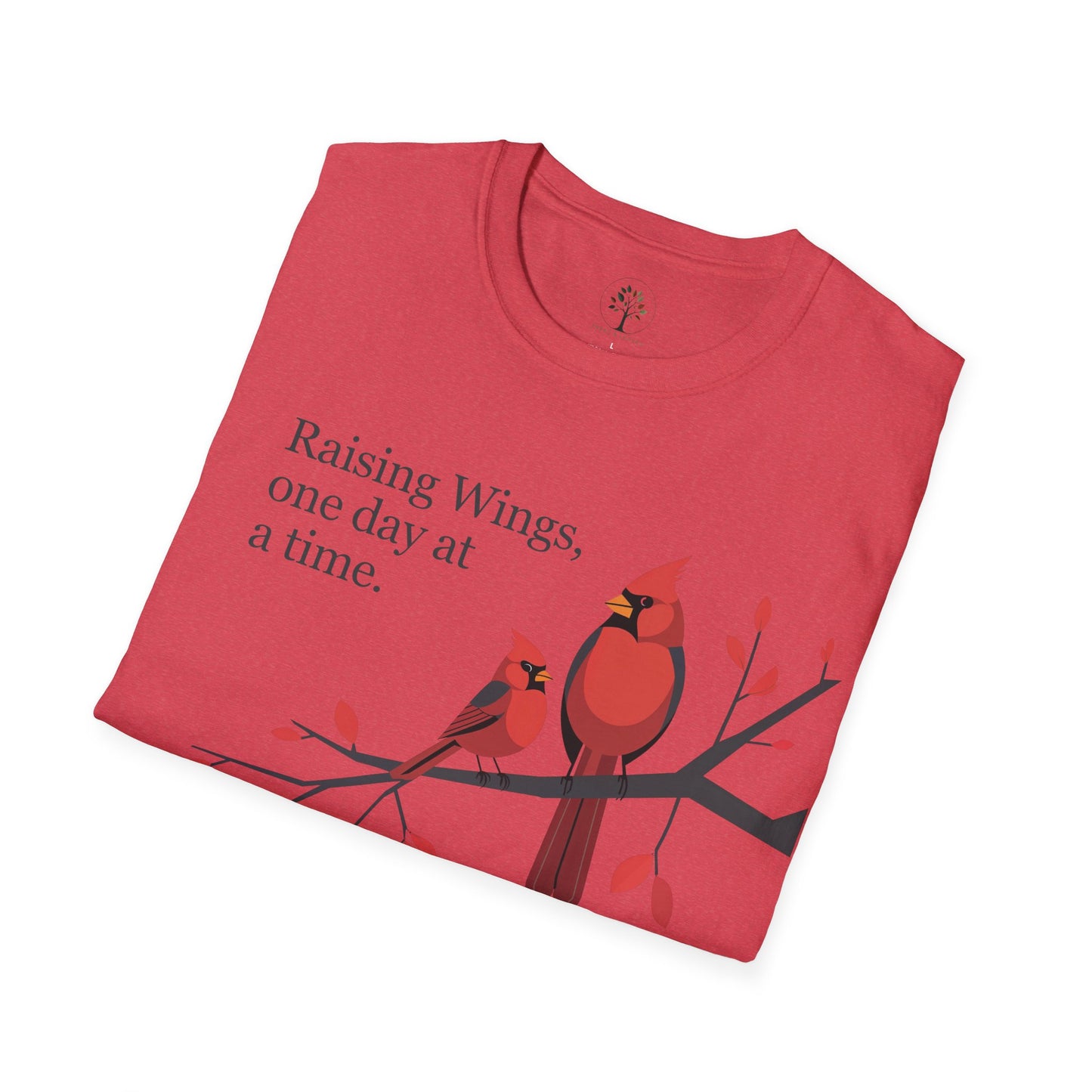 Heather Red | Raising Wings, One day at a time, folded view