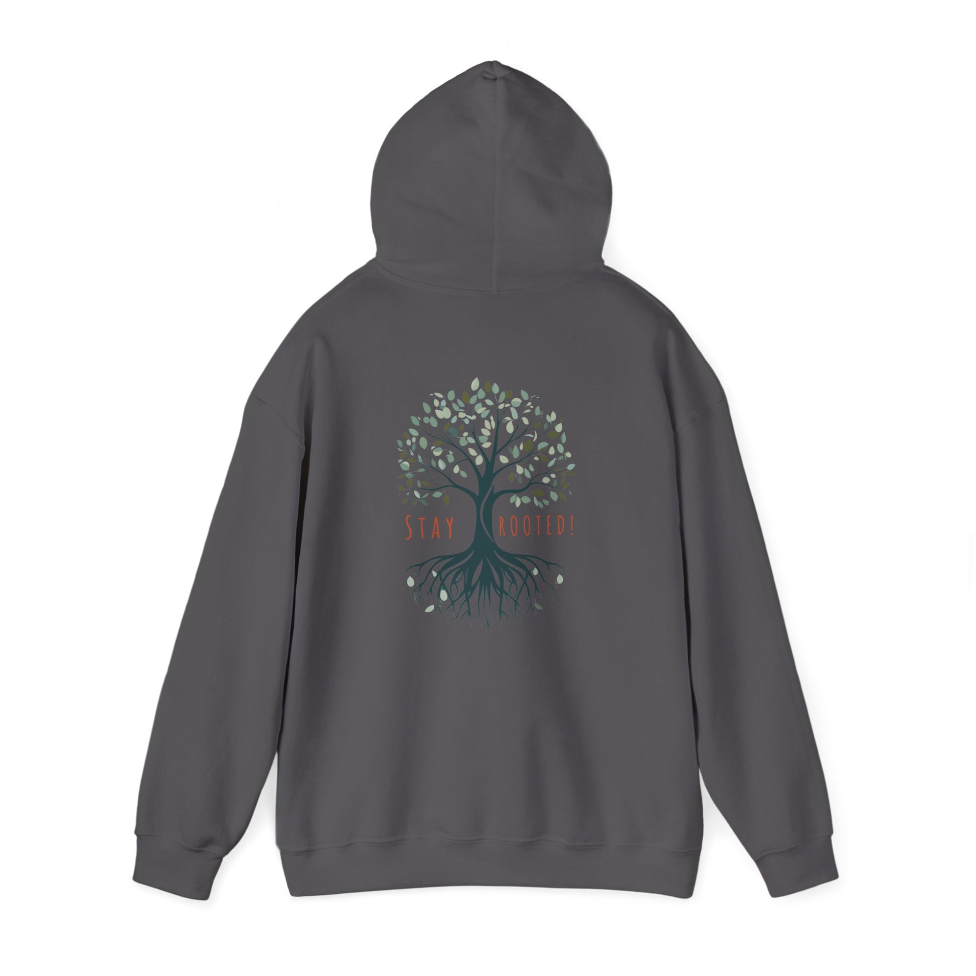 Charcoal | Stay Rooted! Hoodie, back view 2