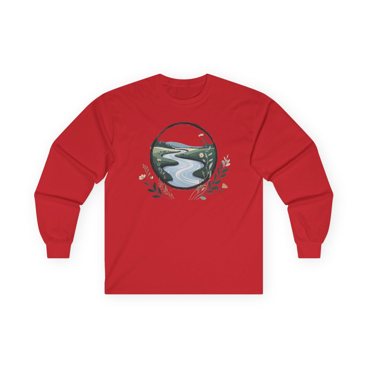 Red | River of Grace Long Sleeve Tee, front view