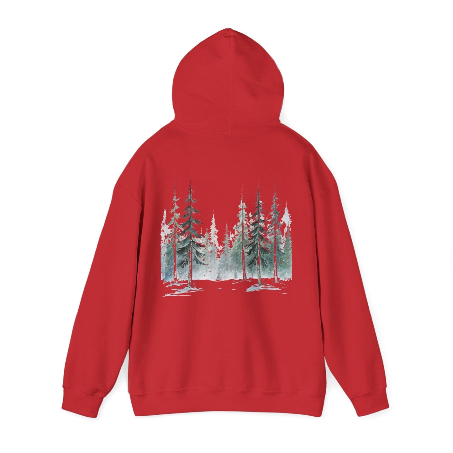Red | Snowfall Forest Hoodie, back view 2