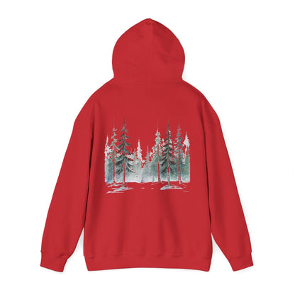 Red | Snowfall Forest Hoodie, back view 2
