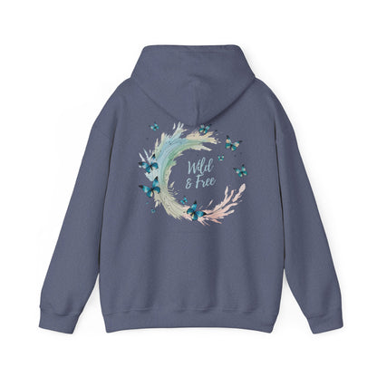 Heather Navy | Wild & Free Hoodie, back design view