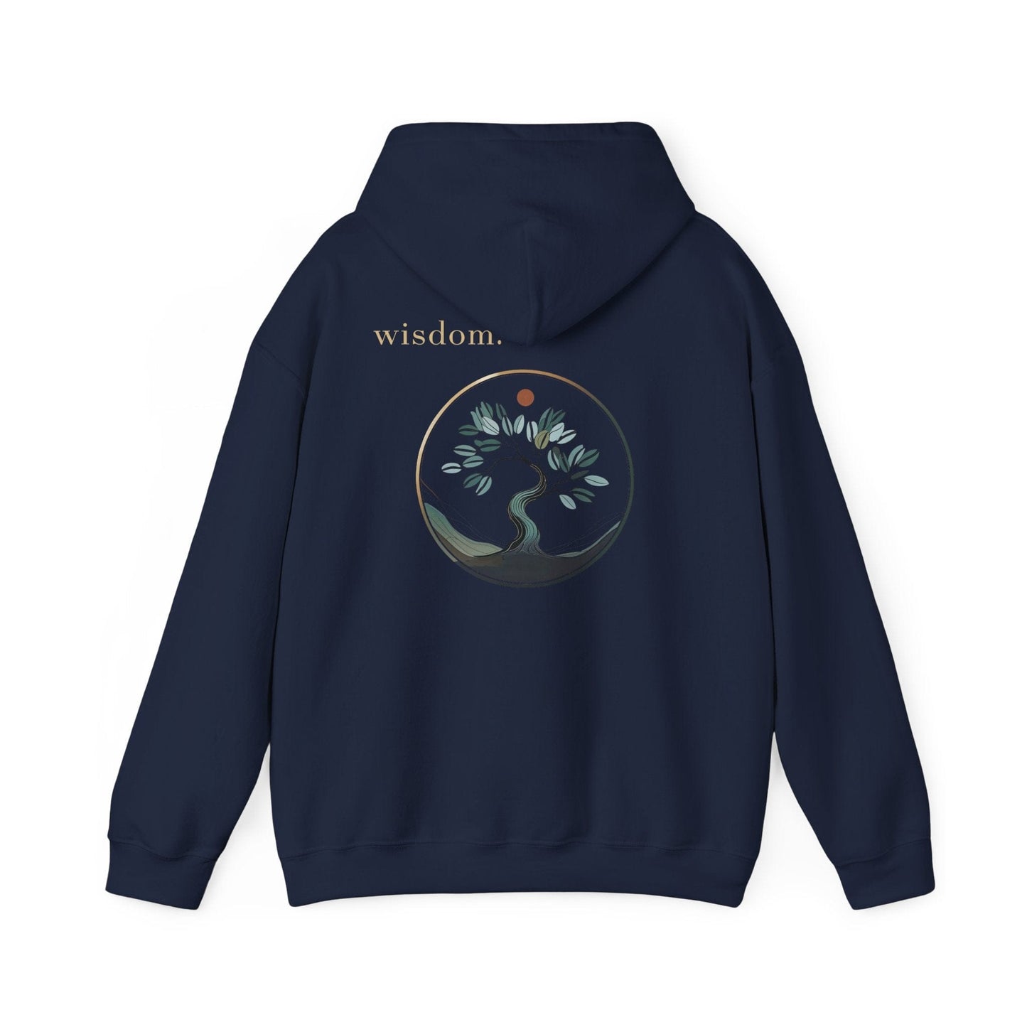 Navy | Wisdom Hoodie, back design view