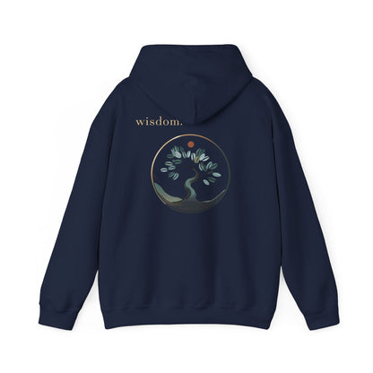 Navy | Wisdom Hoodie, back design view