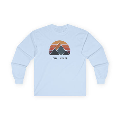 Light Blue | Rise + Roam Long Sleeve Tee, front view