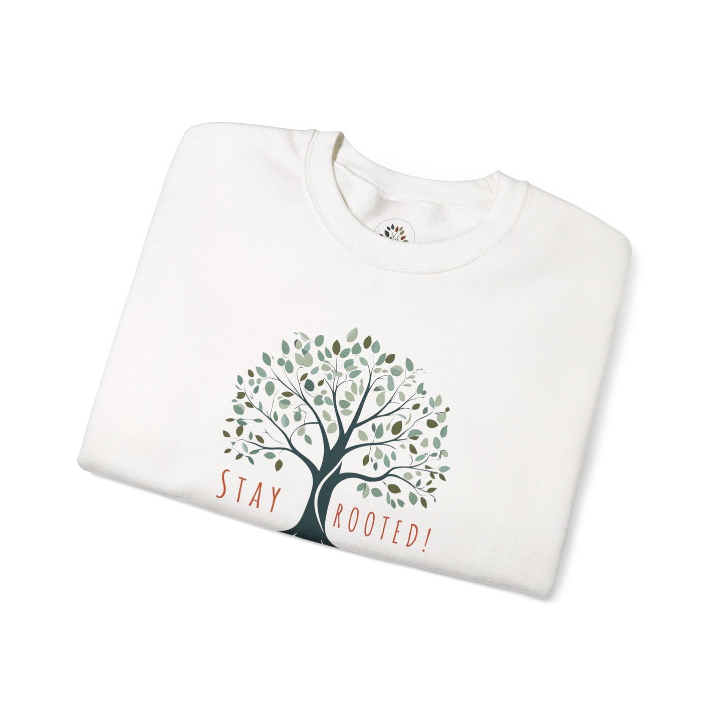 White | Stay Rooted! Sweatshirt, folded view