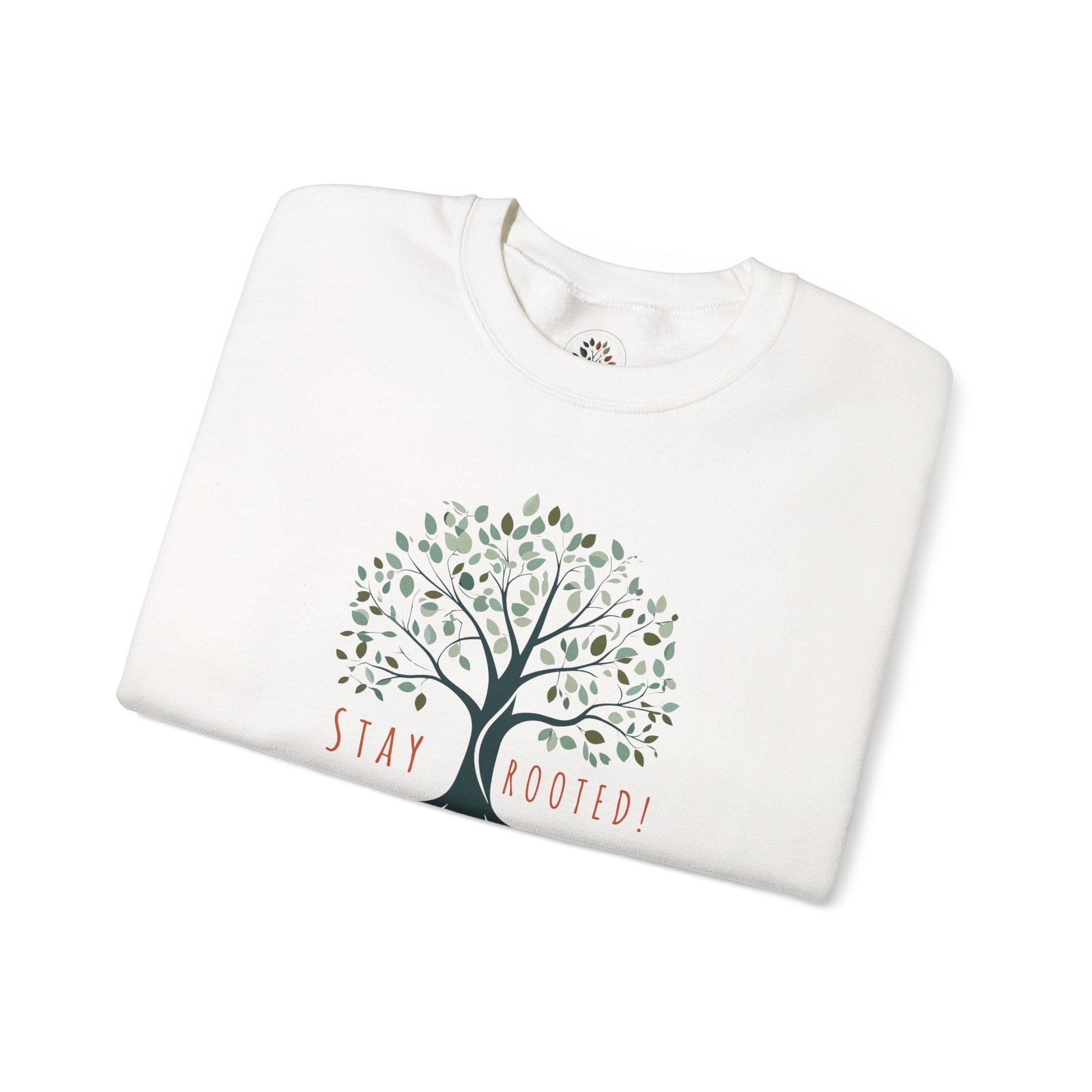 White | Stay Rooted! Sweatshirt, folded view