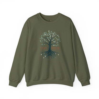 Military Green | Stay Rooted! Sweatshirt, front view
