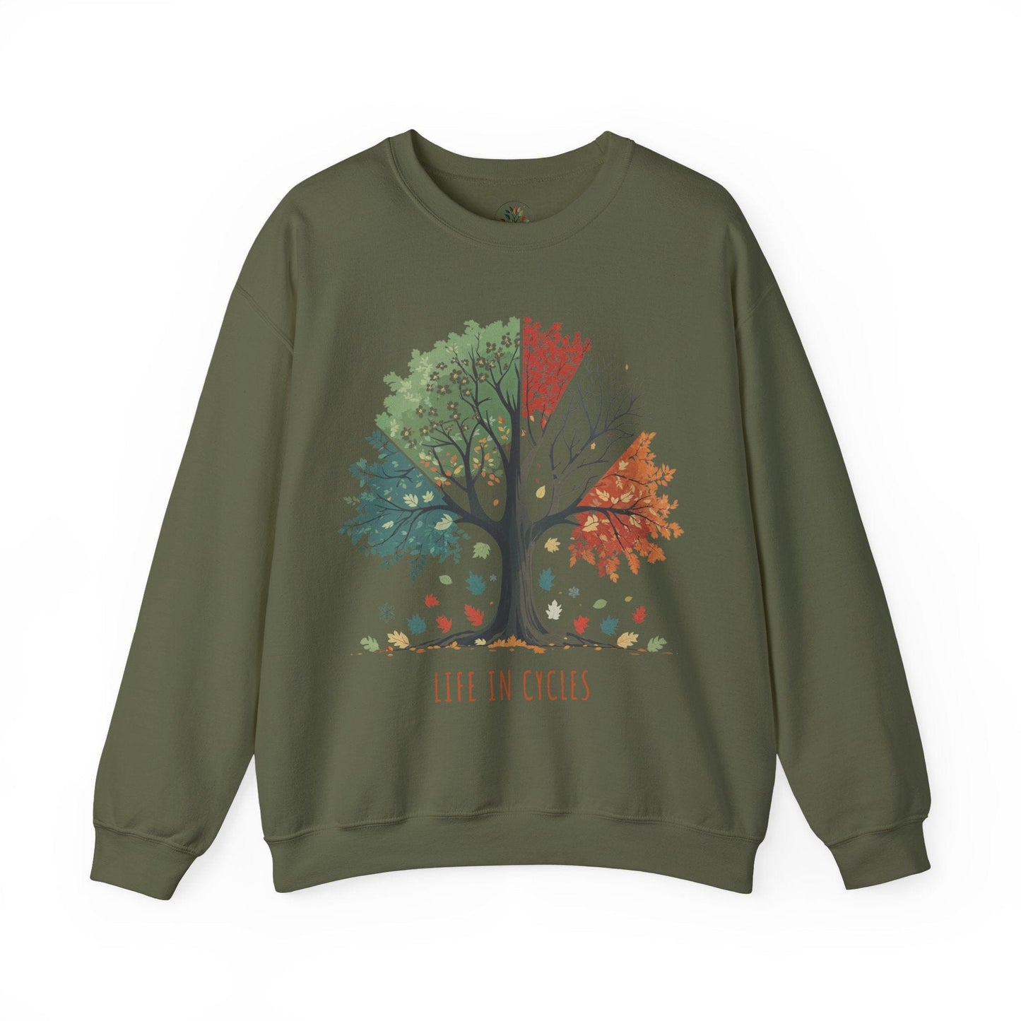 Military Green | Life in Cycles Sweatshirt, front view