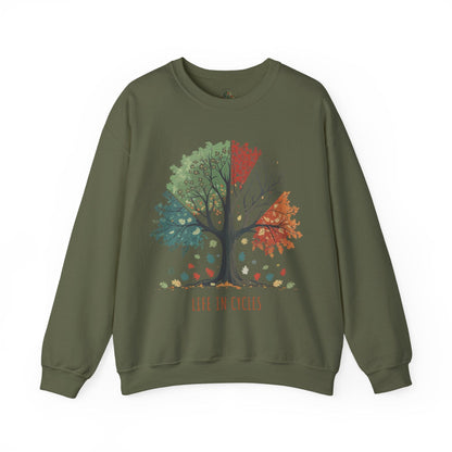 Military Green | Life in Cycles Sweatshirt, front view