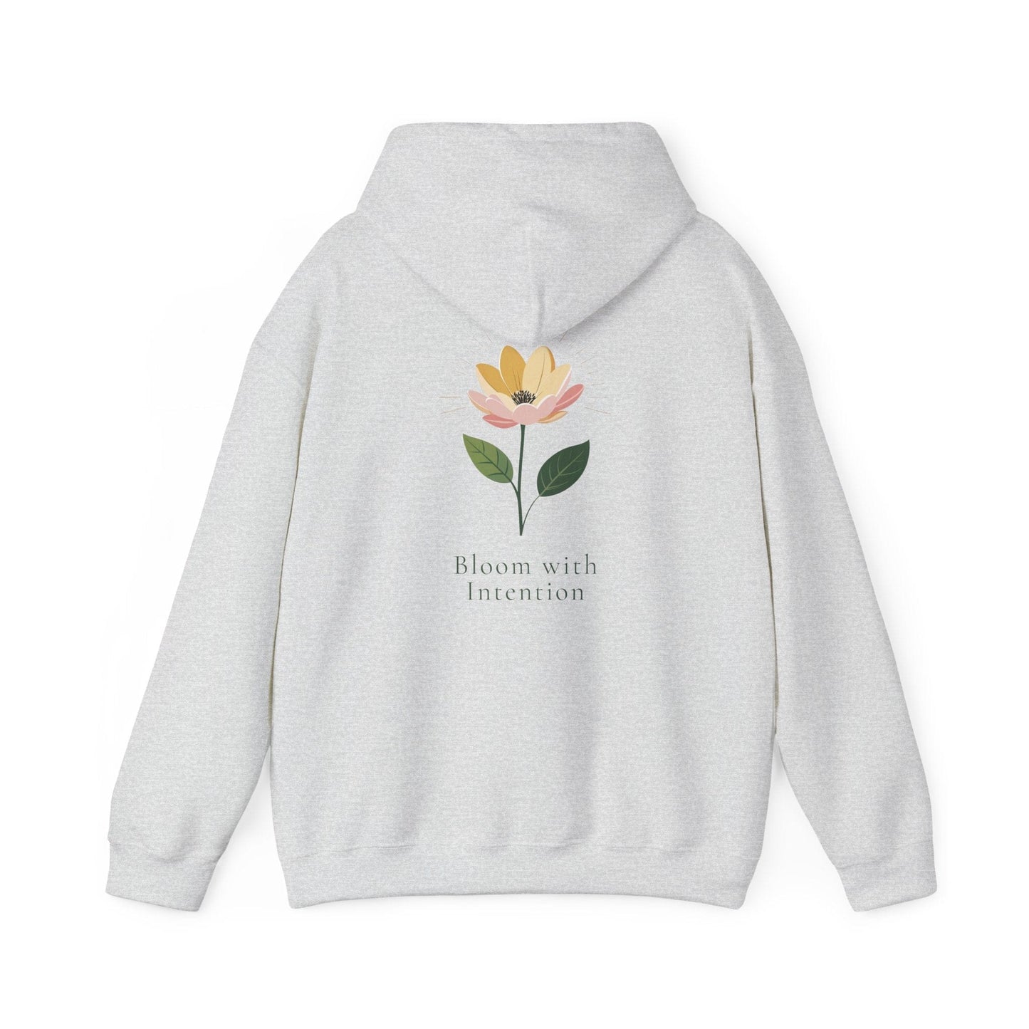 Ash | Bloom with intention Hoodie, back design view
