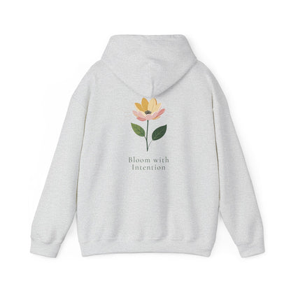 Ash | Bloom with intention Hoodie, back design view