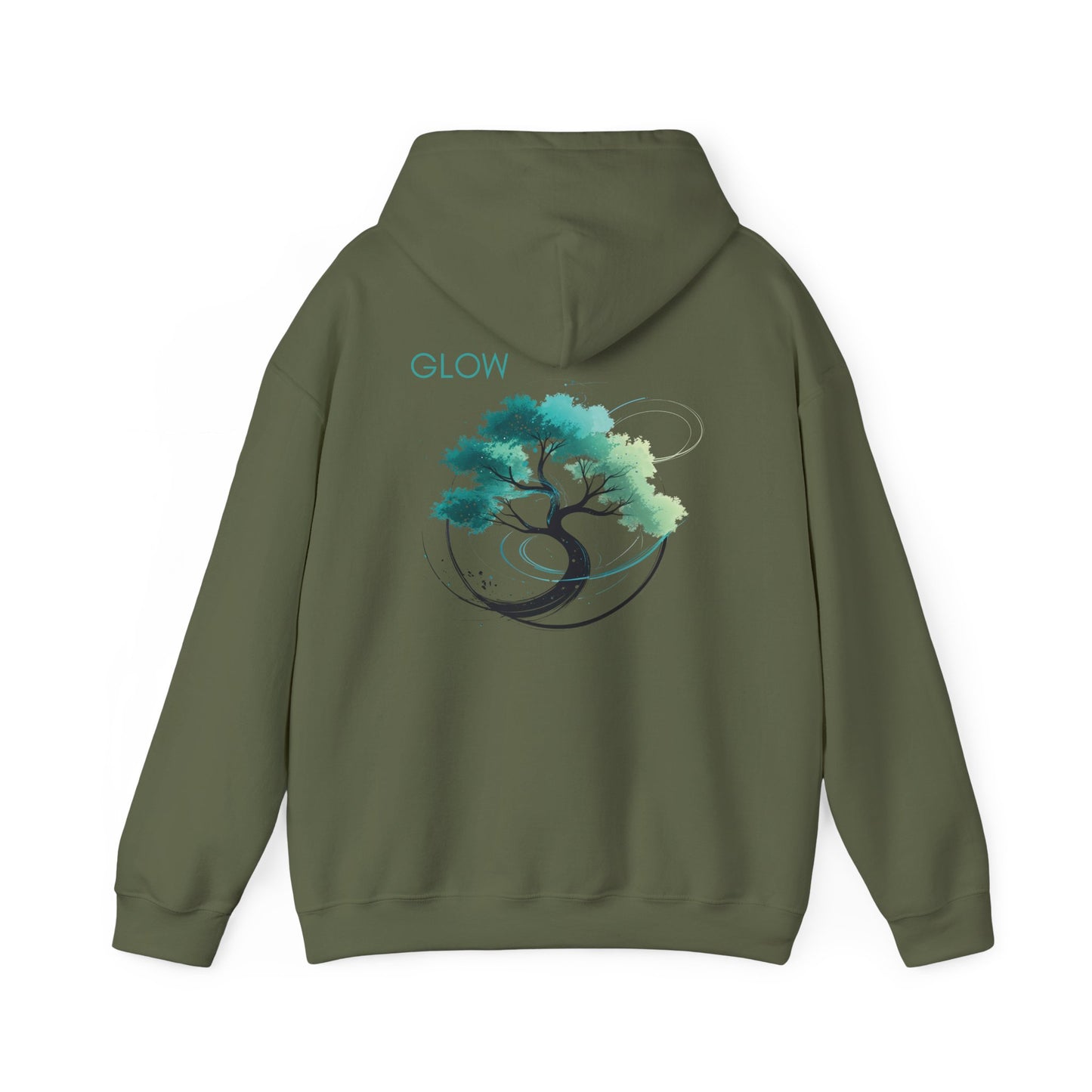 Military Green | Glow Hoodie, back design view