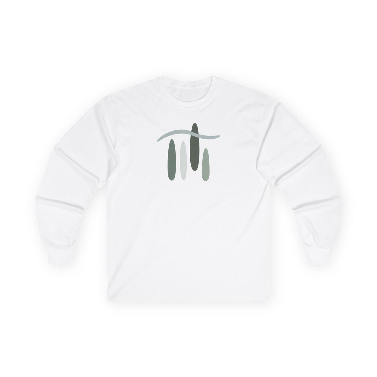 White | Forest Breath Long Sleeve Tee, front view